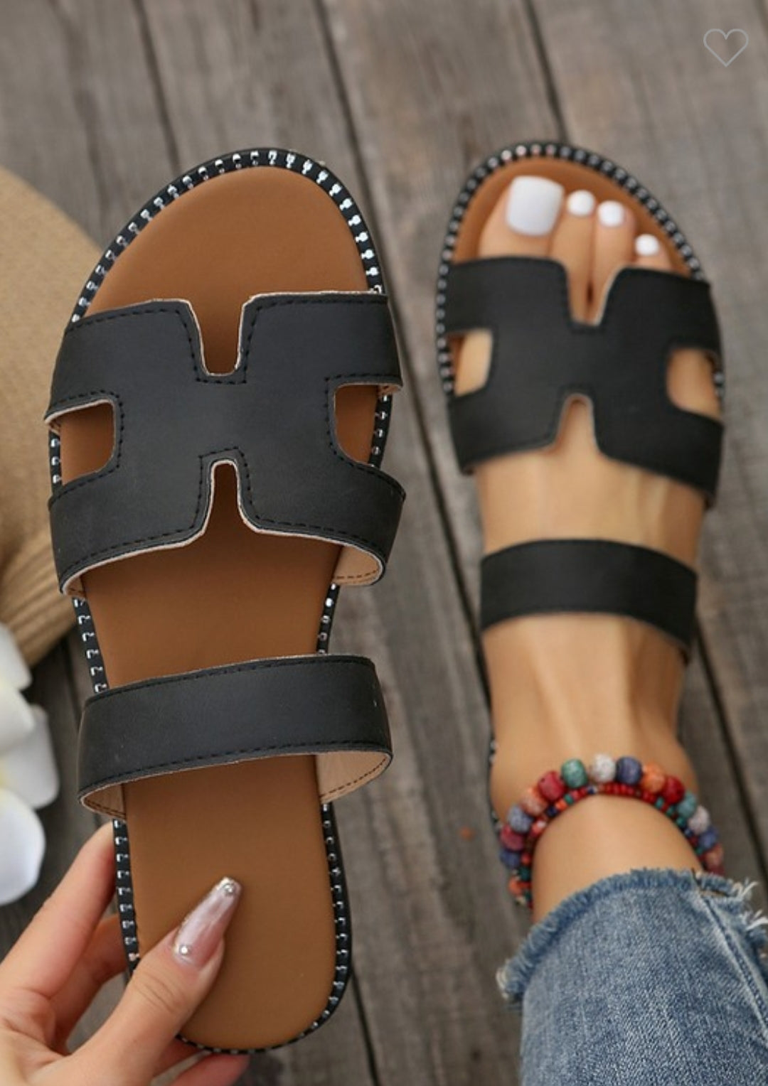 Black Gold Slides Blessed Dressed Boutique