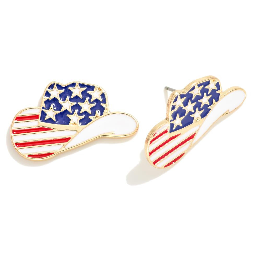 Cowboy Hat Americana Stud Earrings