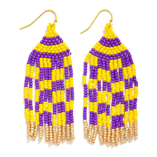 Purple & Gold Beaded Earrings