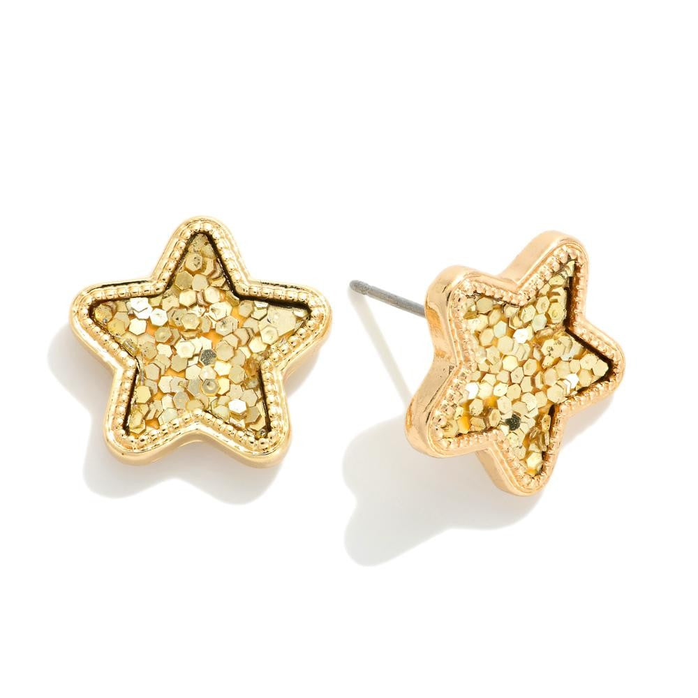 Glitter Star Studs ~ Gold on Gold