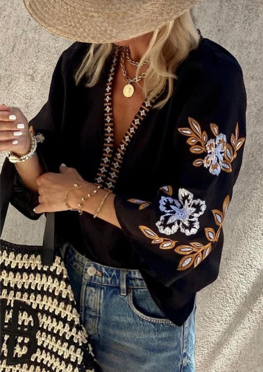 Embroidered Bohemian Top