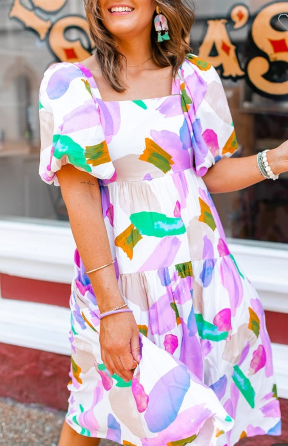 Puff Sleeve Midi Dress
