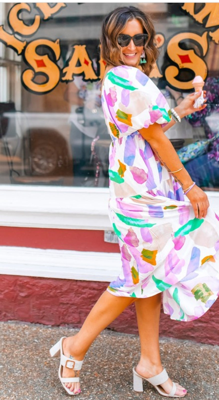 Puff Sleeve Midi Dress